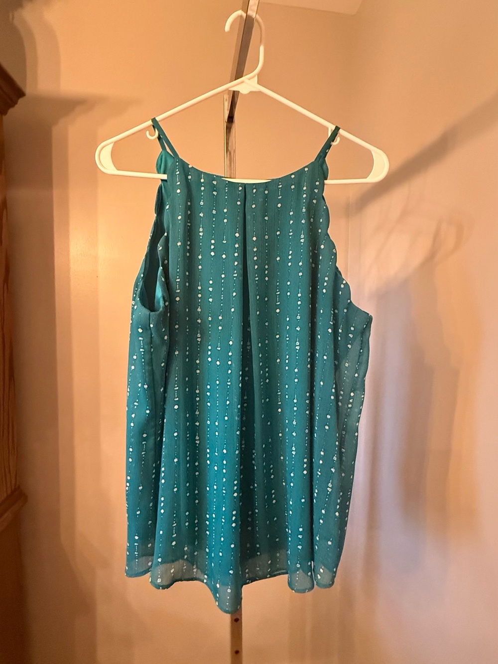 Teal Spaghetti-Strap Camisole with Metallic Dot Detail